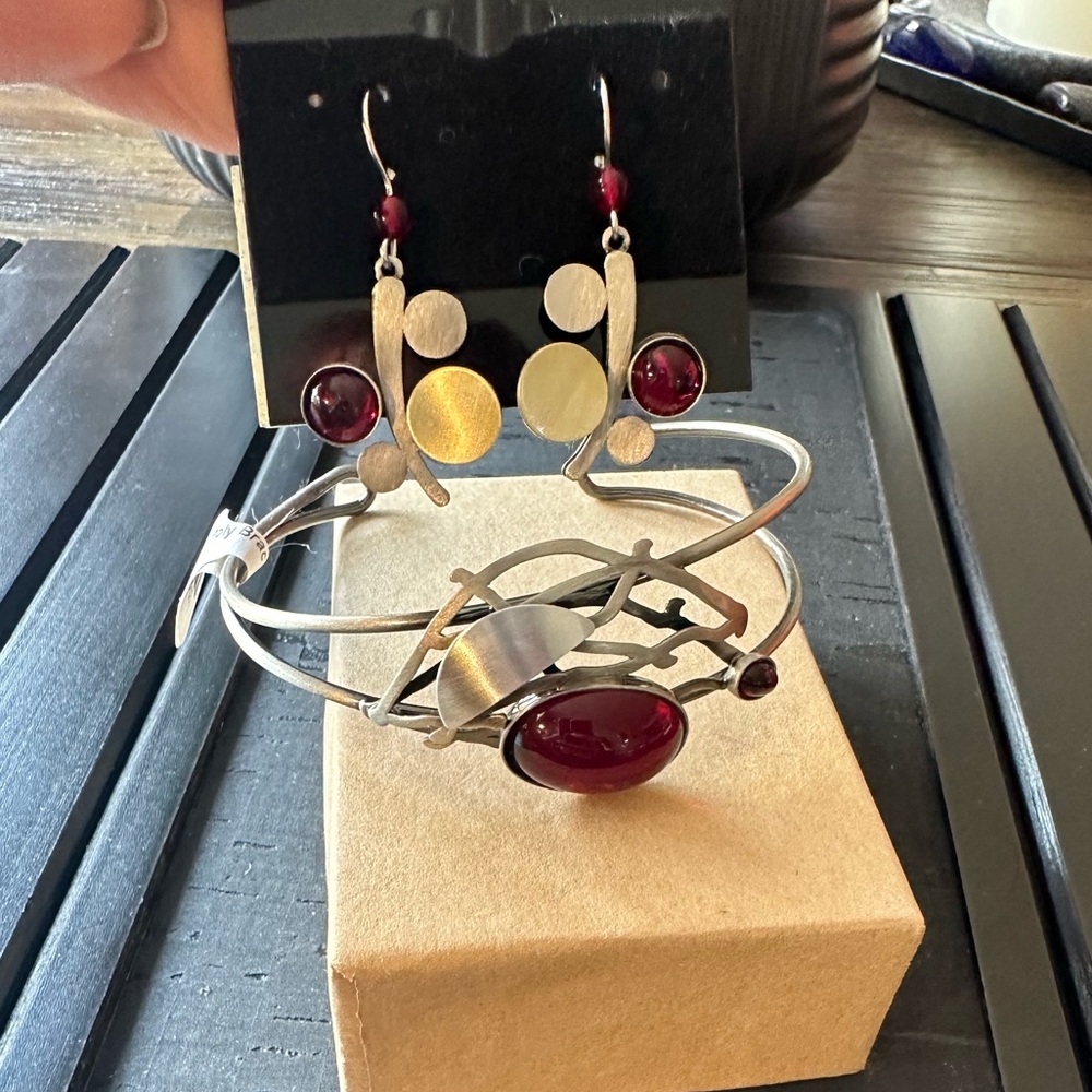 Christophe Poly earrings and bracelet set. Stainless steel. NWT